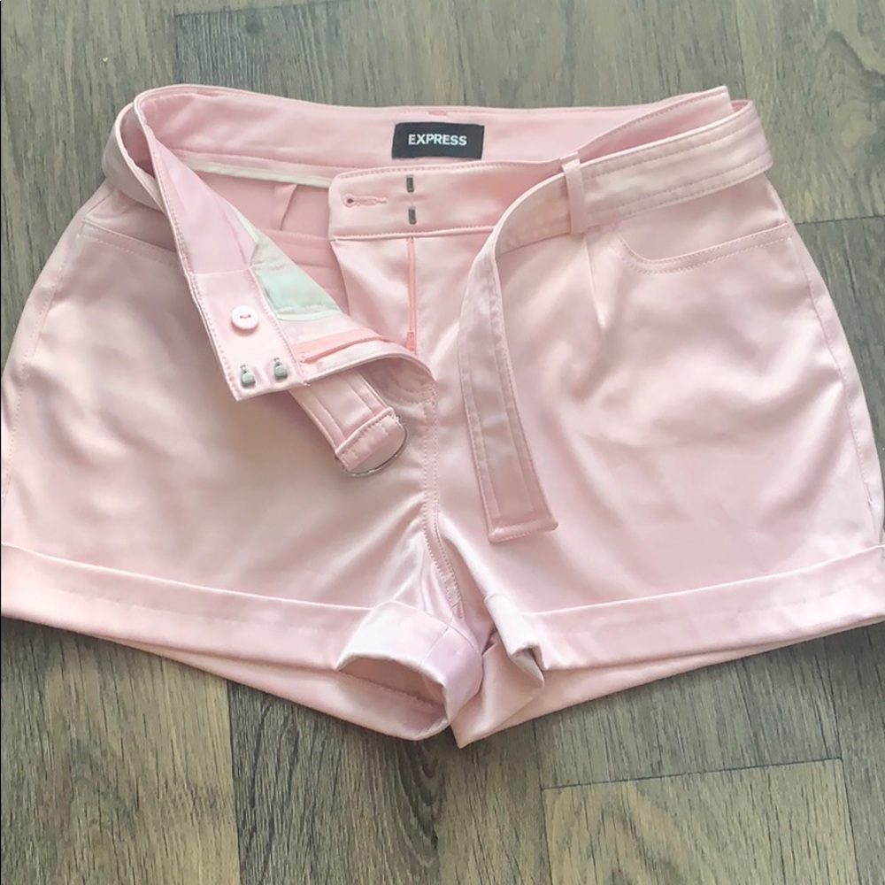 Blush pink mid rise shorts